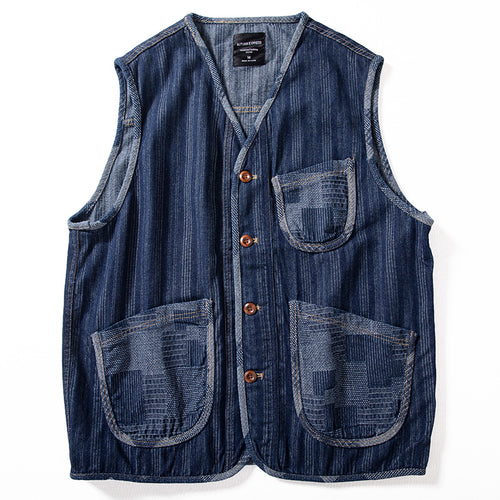 Herren Ärmellose Denim‑Weste im Workwear‑Look mit großformatigen aufgesetzten Taschen Echoarchiv
