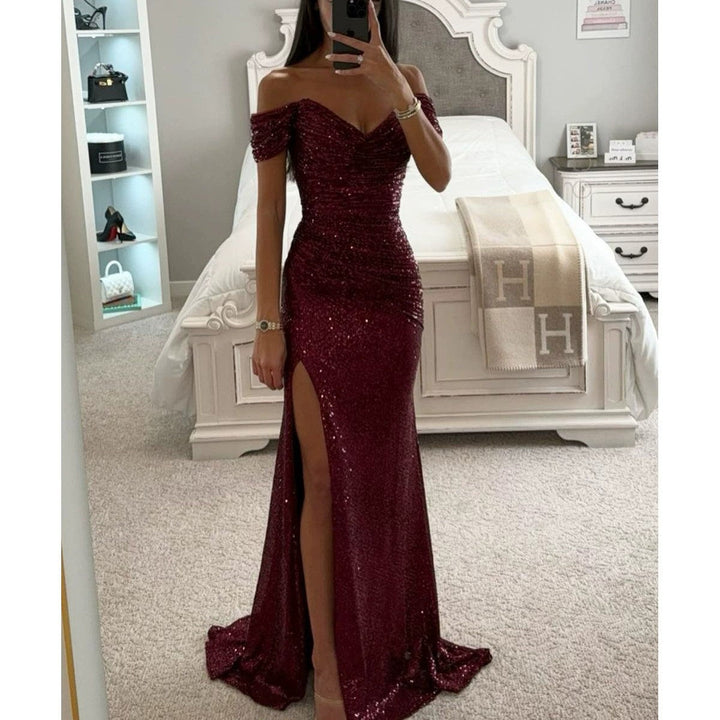 Damen Abendkleid mit schimmernden Pailletten – Élara