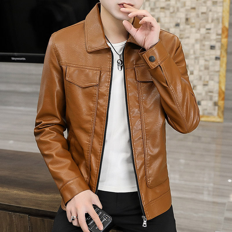 Herren hochwertige Kunstlederjacke mit zeitlosem Design Echoarchiv