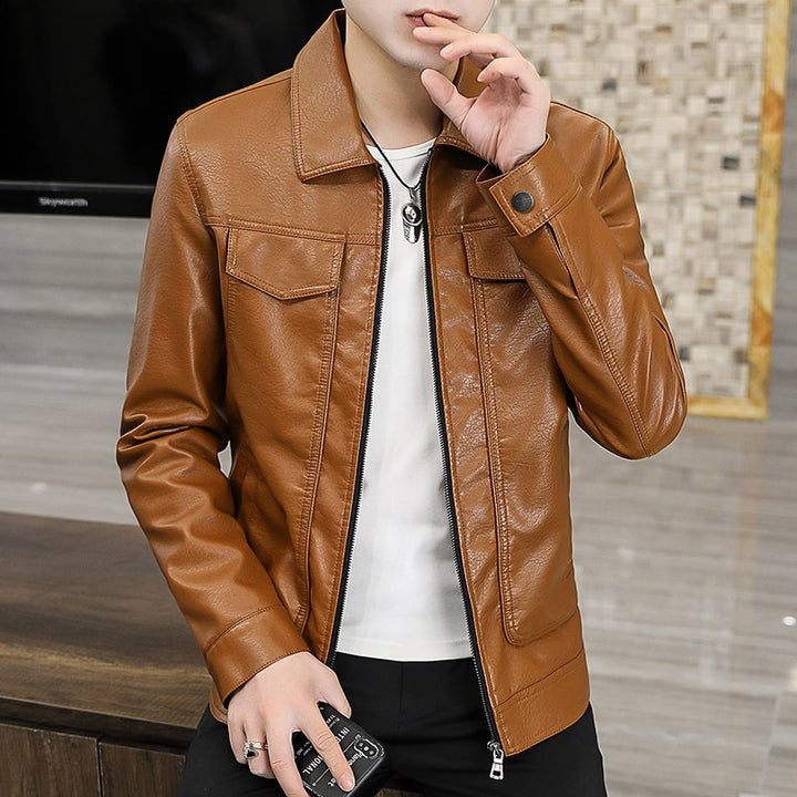 Herren hochwertige Kunstlederjacke mit zeitlosem Design Echoarchiv
