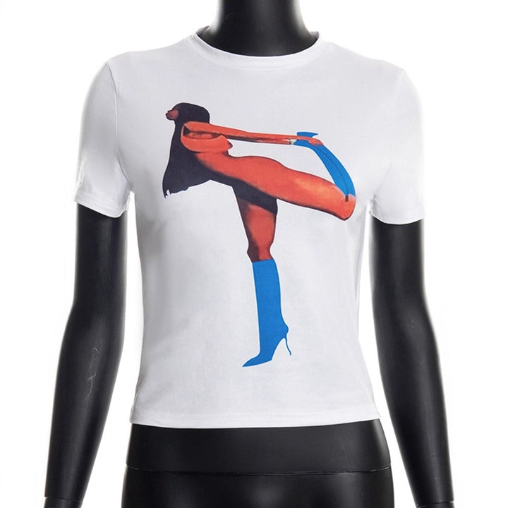 Damen Crop T-Shirt mit auffälligem Grafikdruck Echo Archiv