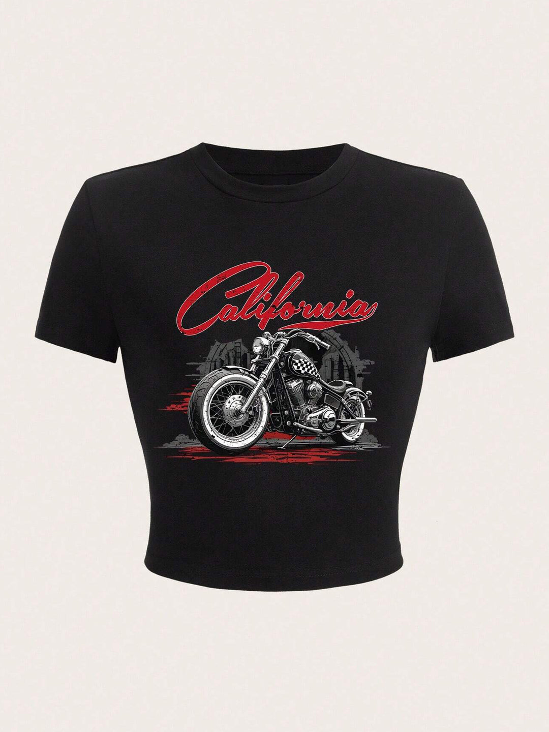 Damen Kurzarm T-Shirt mit auffälligem Motorrad-Design Echo Archiv