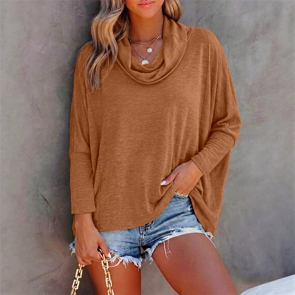 Damen Oversized Schalkragen-Longsleeve mit Fledermausärmeln – Avérine