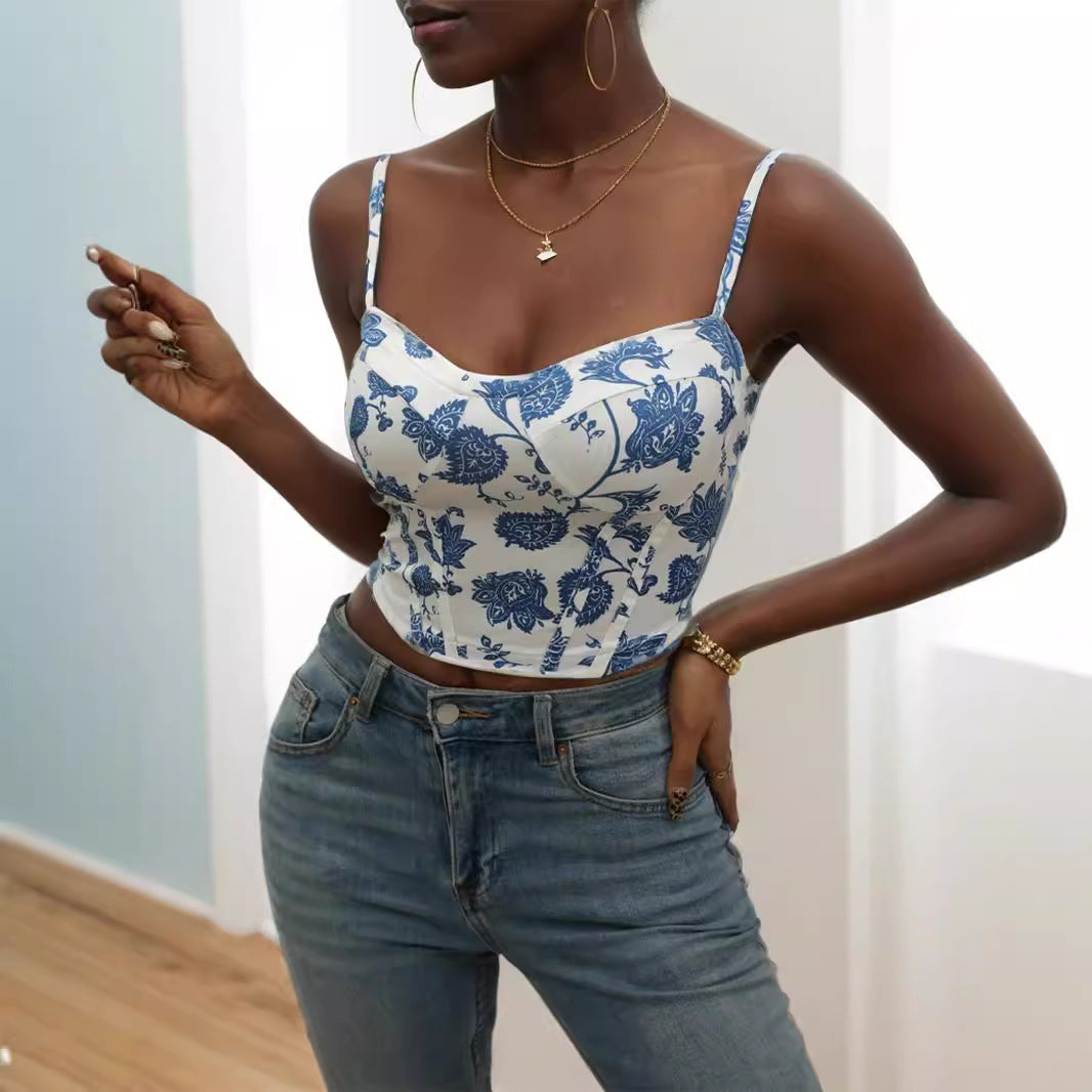 Damen Blütenmuster Cropped Top Echo Archiv