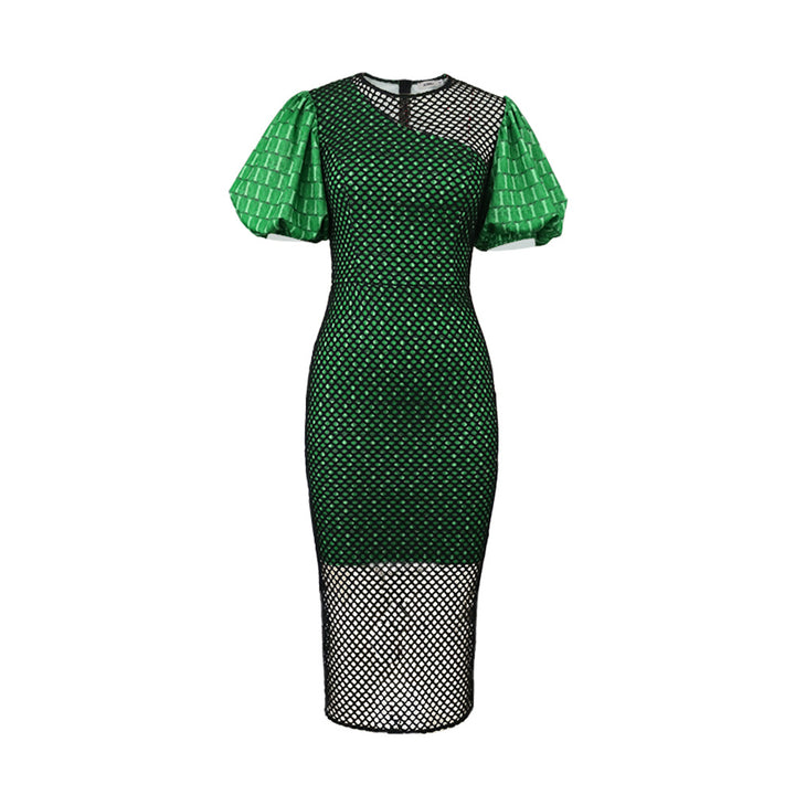Damen figurbetontes Netzkleid mit Puffärmeln Echo Archiv
