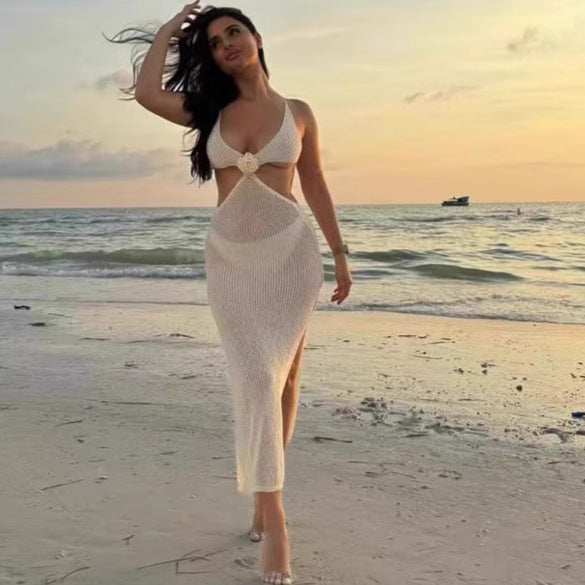Damen Transparentes Strandkleid mit tiefem V-Ausschnitt Echo Archiv