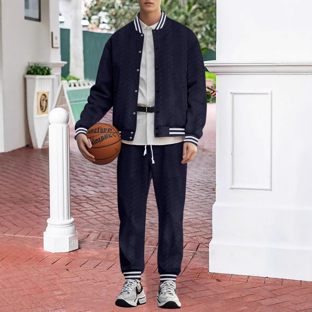 Herren lässiger Strick-Collegejacke mit modernem Design und bequemen Details Echoarchiv