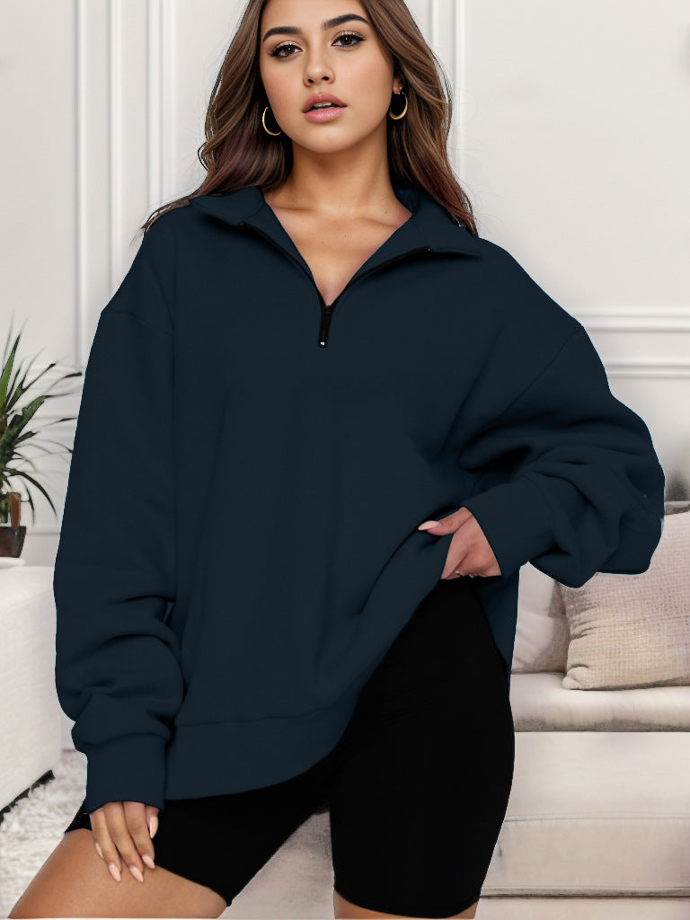 Damen nan übergroßes Sweatshirt mit Halbreißverschluss und Stehkragen Echo Archiv