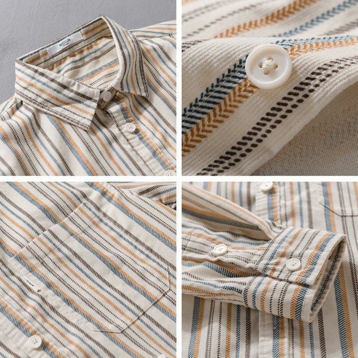 Herren Overshirt aus Baumwollmischung mit vertikalen Streifen und Brusttasche Echoarchiv