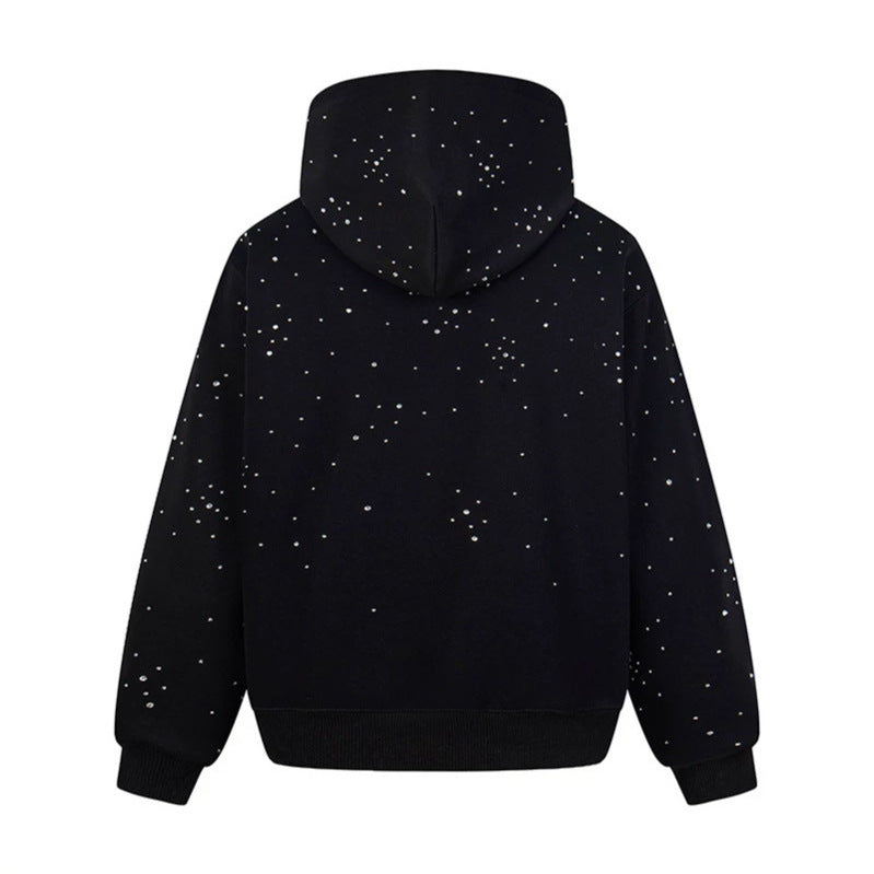 Damen Kapuzenpullover mit Statement-Print Metallic-Lettering und Paint-Splatter-Optik Echoarchiv
