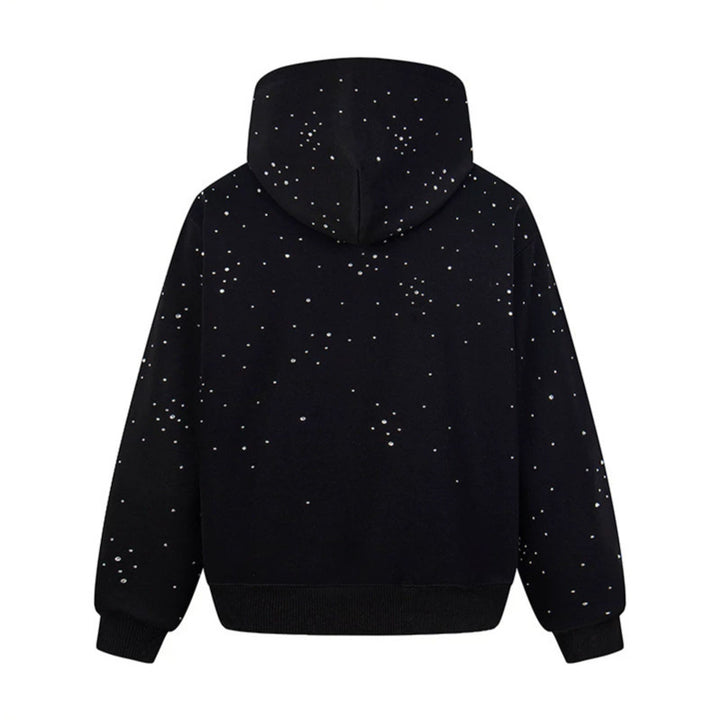 Damen Kapuzenpullover mit Statement-Print Metallic-Lettering und Paint-Splatter-Optik Echoarchiv