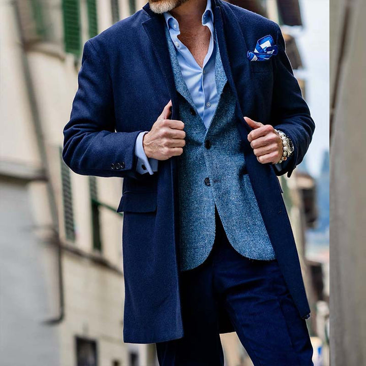 Herren eleganter Wool-Mantel mit strukturierter Oberfläche Echoarchiv