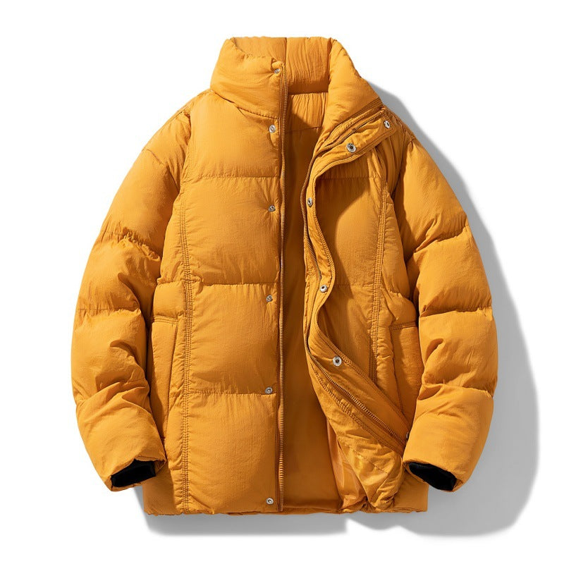 Männer gesteppte thermisch isolierte Winterjacke mit hohem Stehkragen und verdeckter Druckknopfleiste – Marzano