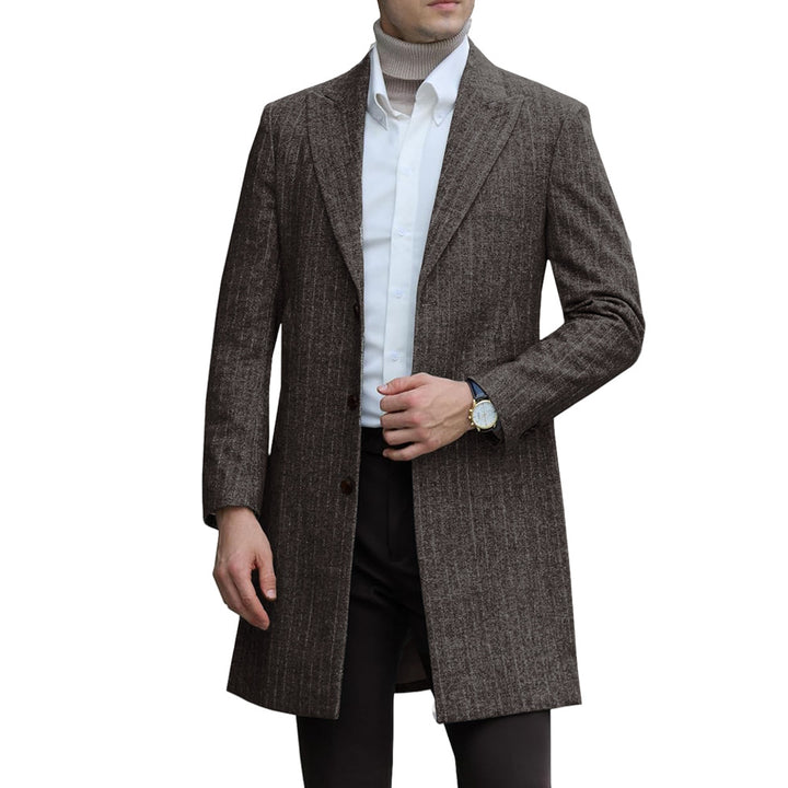 Herren eleganter Wollmantel mit luxuriösem Schnitt und praktischen Taschen Echoarchiv