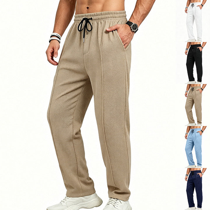 Herren Texturierte Relax-Fit Jogginghose mit Bügelfalte und Kordelzug – Sorevano