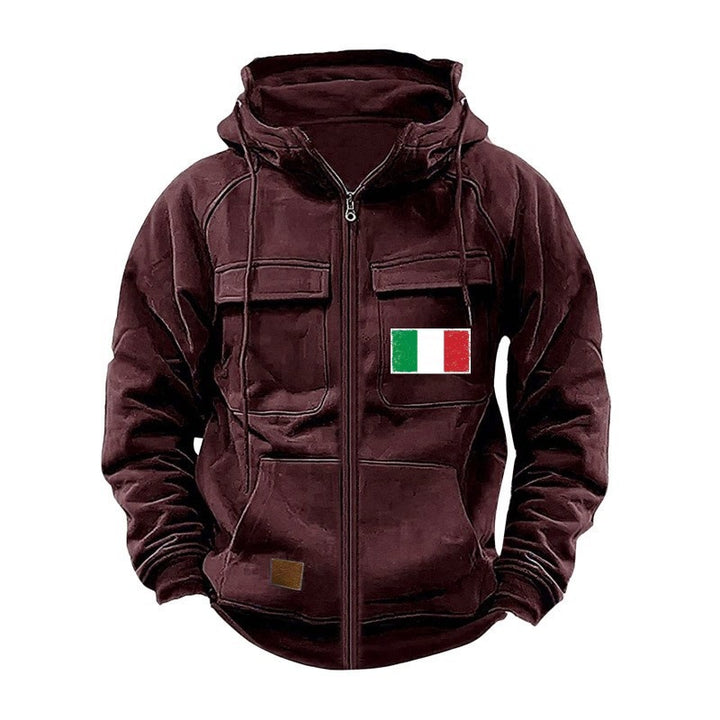 Herren modische Kapuzenjacke mit praktischen Taschen und verstellbarem Kragen Echoarchiv