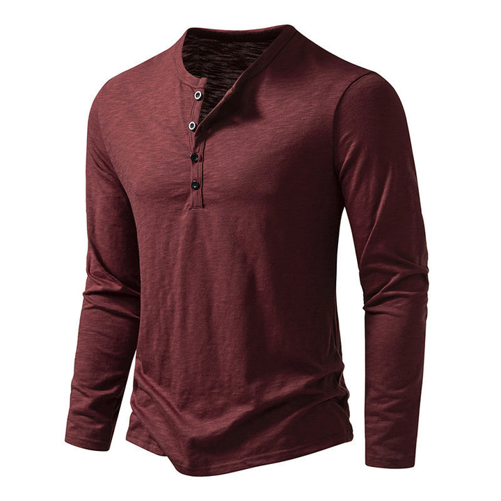 Herren Langarmshirt mit knopflosem V-Ausschnitt und atmungsaktivem Stoff Echoarchiv
