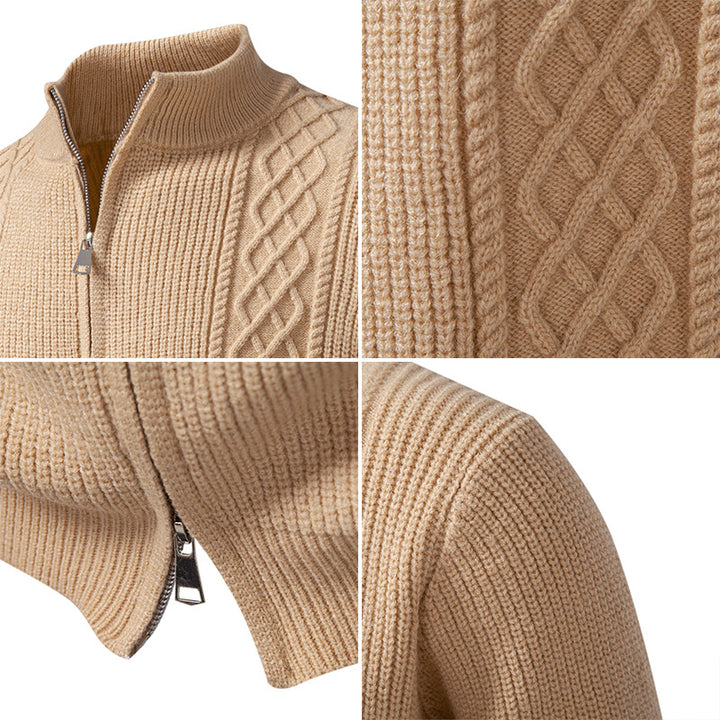 Herren nan Zip-Strickjacke mit dekorativem Zopfmuster, Stehkragen und elastischen Bündchen Echo Archiv