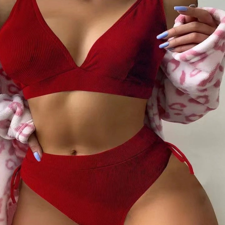 Damen Triangel-Bikini mit verstellbaren Trägern und hohem Bund Echo Archiv