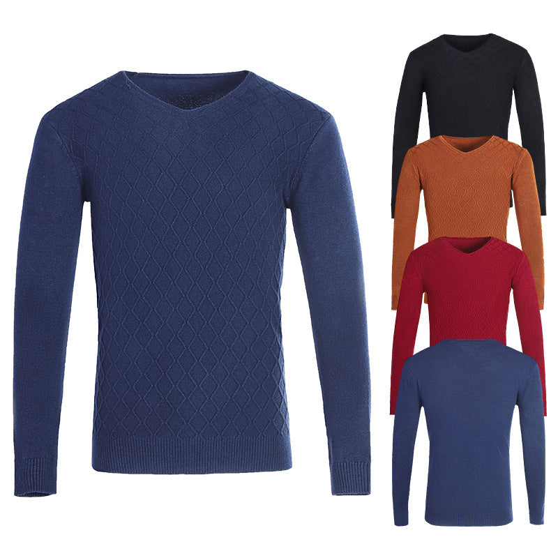 Herren V-Ausschnitt Pullover mit Strukturmuster Echoarchiv