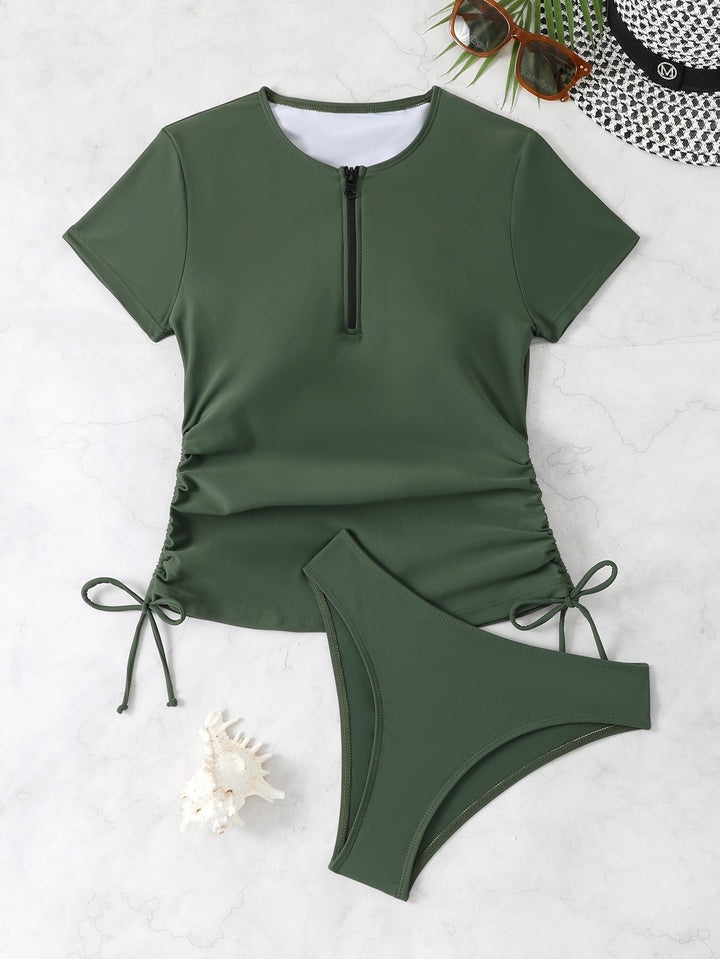 Damen Sportlicher Zweiteiler Badeanzug mit zip und regulierbarem Schnitt Echo Archiv