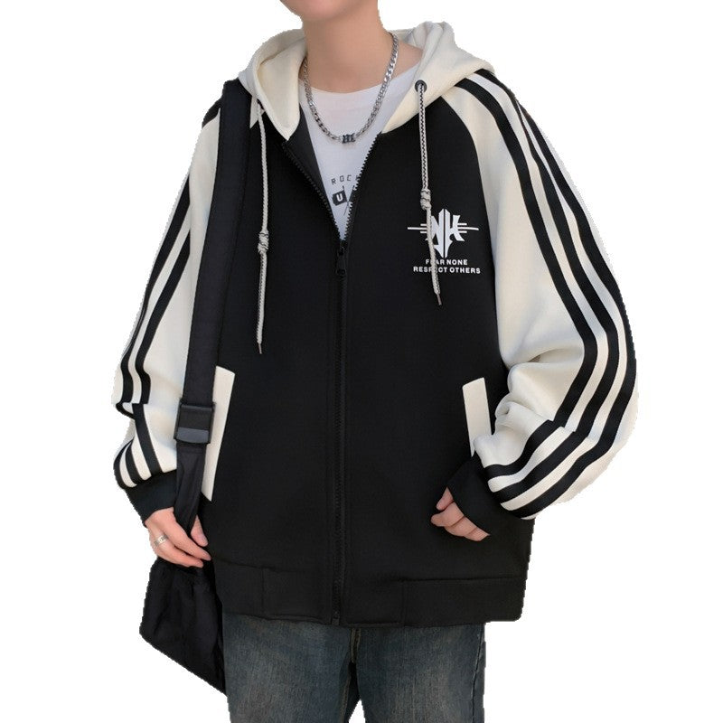 Herren sportliche Kapuzenjacke mit kontrastierenden Ärmeln Echoarchiv