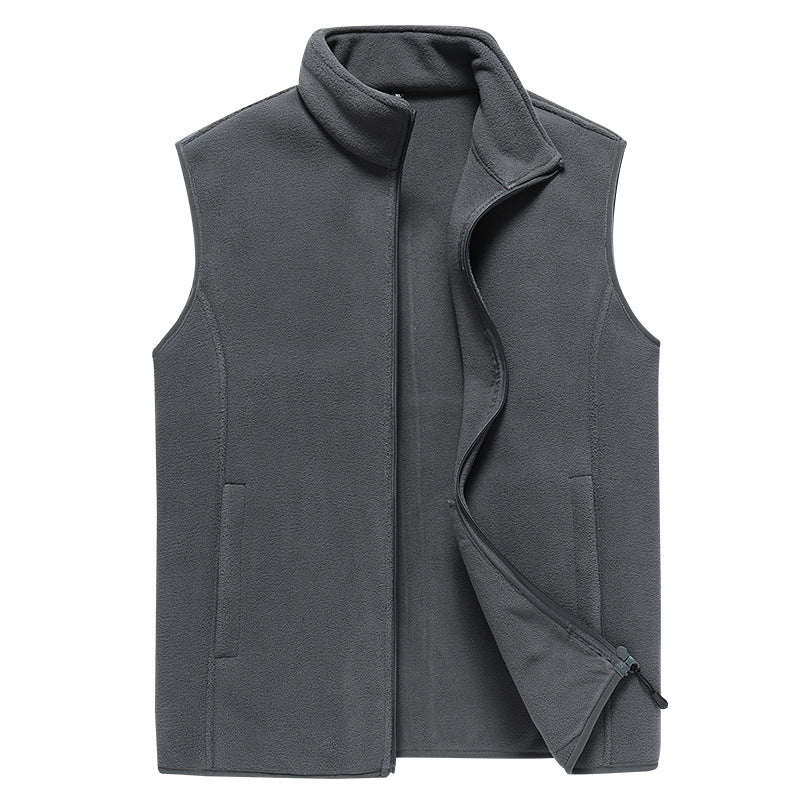 Herren Ärmellose Microfleece‑Weste mit Stehkragen und verdecktem Zweiwege-Reißverschluss Echoarchiv