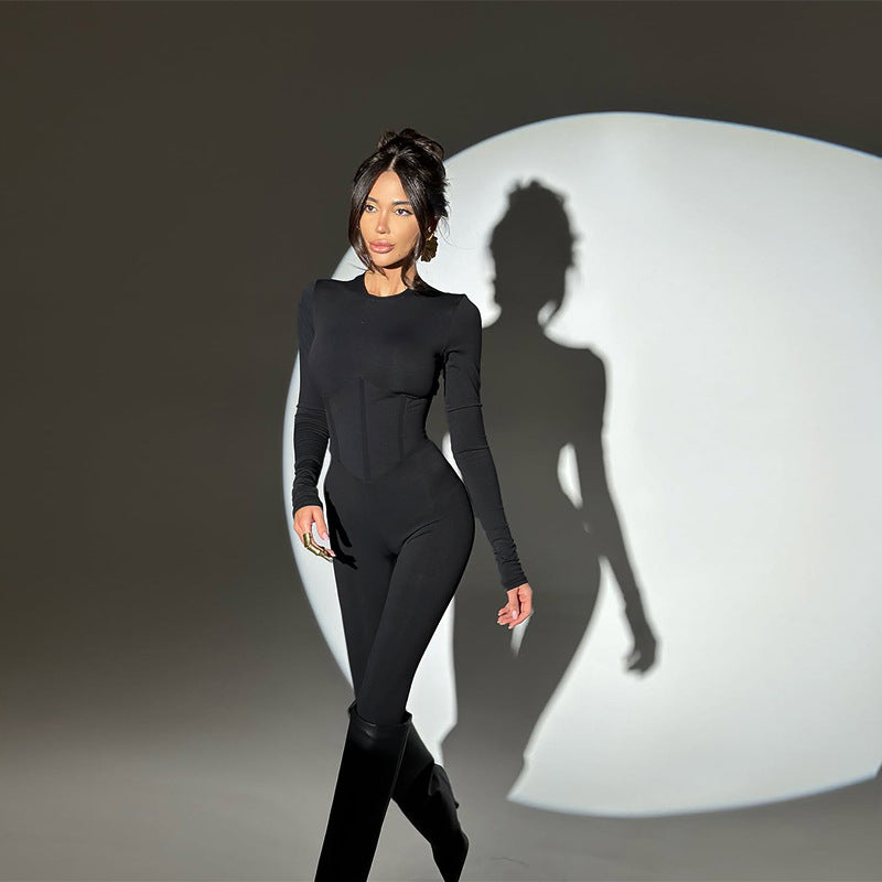 Damen figurbetonter Einteiler mit langem Arm und eleganter Silhouette Echo Archiv