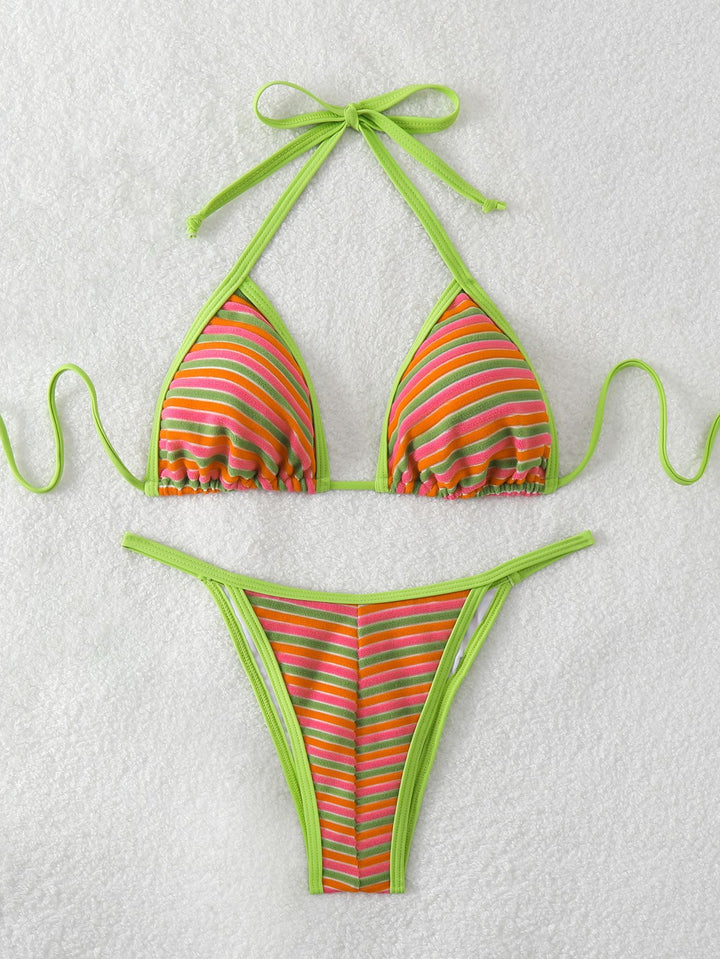 Damen Triangel-Bikini mit leuchtend bunten Streifen Echo Archiv