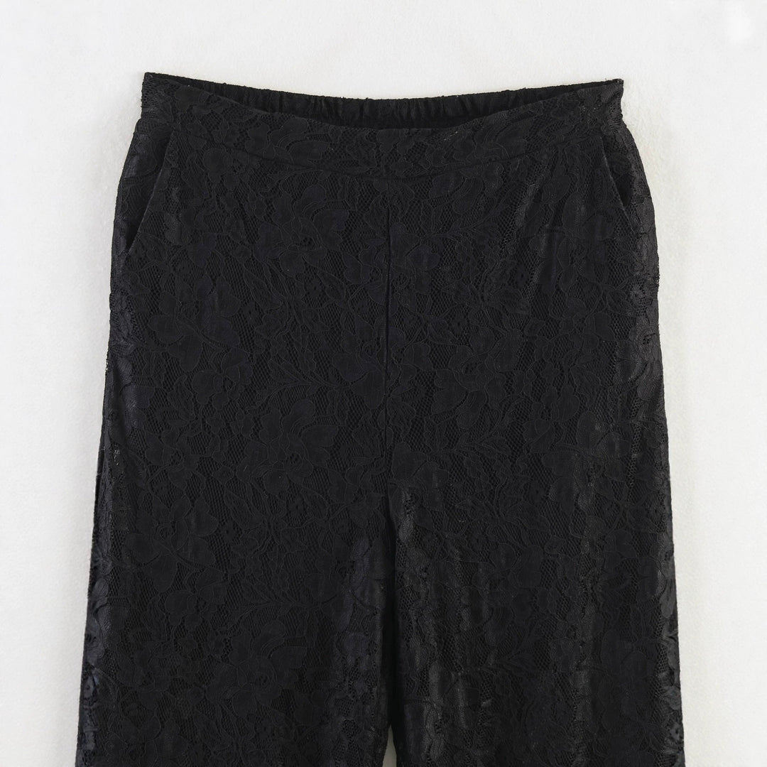 Damen Hochelastische Spitzenhose mit weitem Bein und hoher Taille Echo Archiv