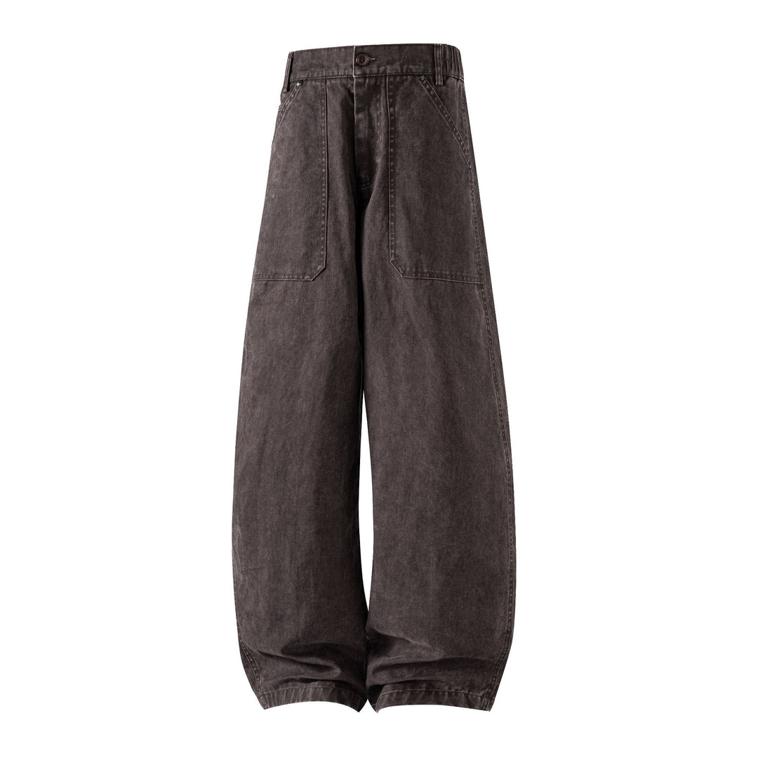 Damen Utility-Denimhose mit hoher Taille, extra weitem Bein und aufgesetzten Taschen Echoarchiv