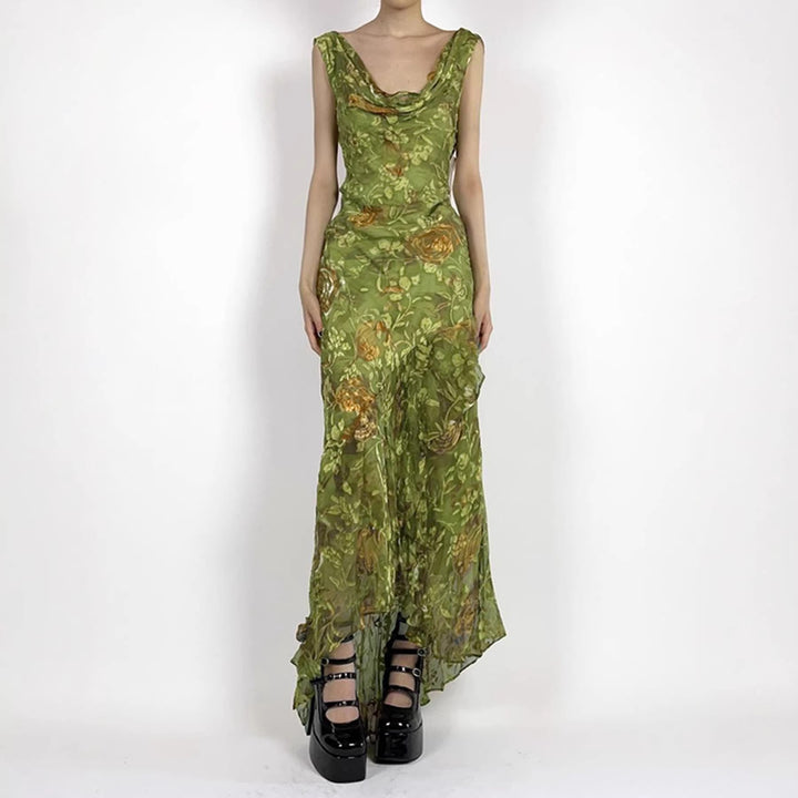 Damen Maxikleid mit asymmetrischem Saum und floralem Design Echo Archiv