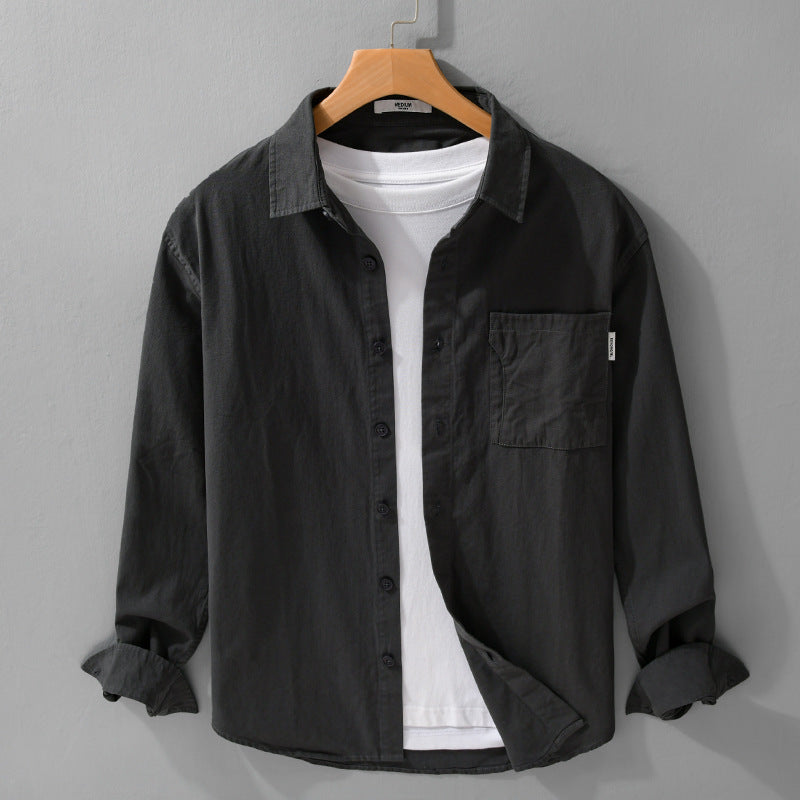 Herren Casual-Hemdjacke aus leichtem Baumwoll-Twill mit aufgesetzter Brusttasche und entspannter Passform Echoarchiv