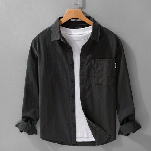 Herren Casual-Hemdjacke aus leichtem Baumwoll-Twill mit aufgesetzter Brusttasche und entspannter Passform Echoarchiv