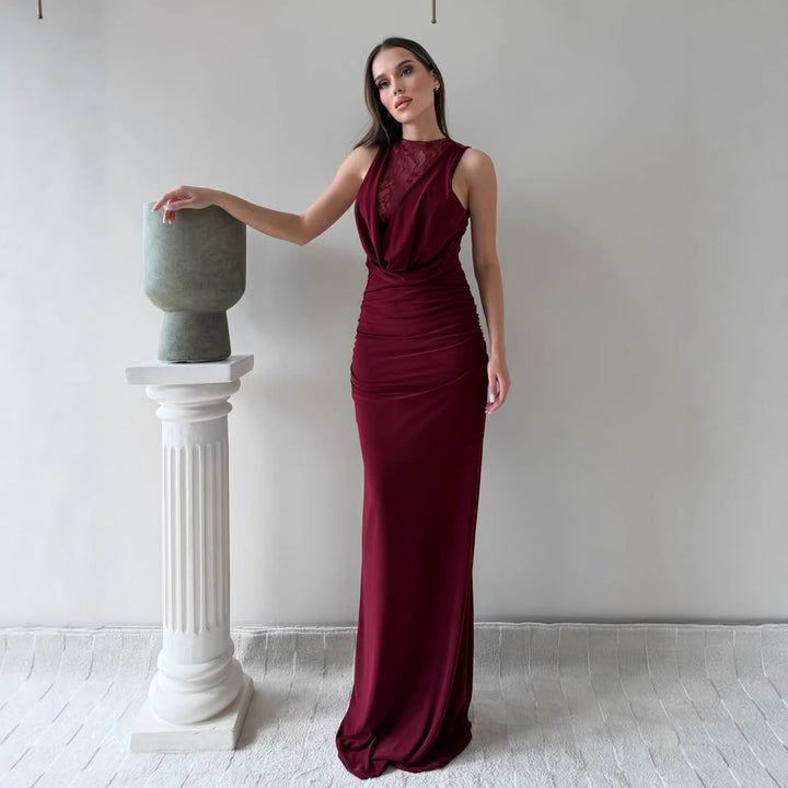 Damen Elegantes Maxikleid mit elegantem Neckholder-Design und raffinierter Spitzenlage Echo Archiv