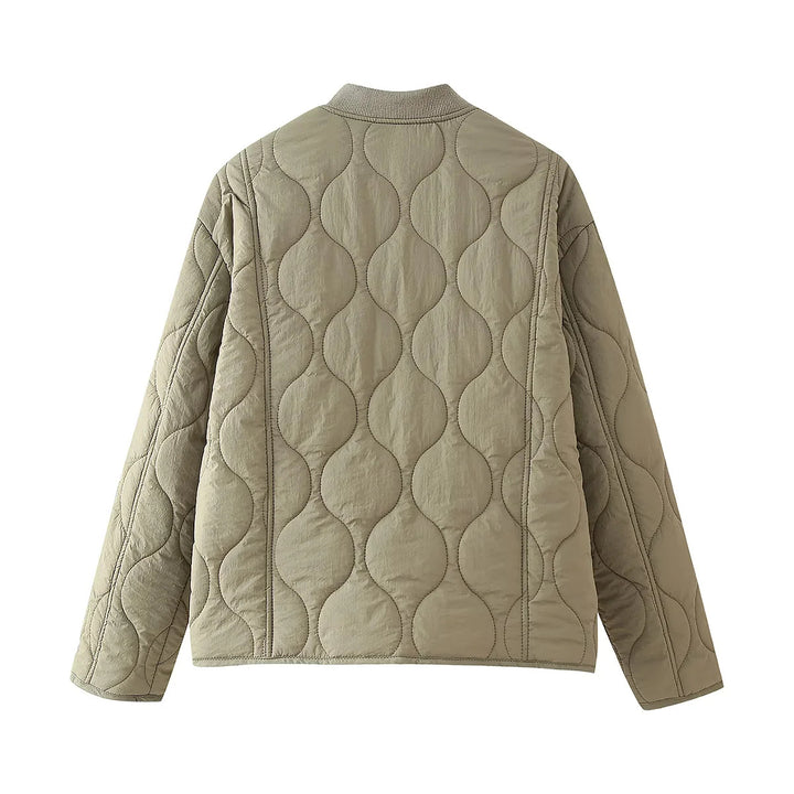 Damen nan gesteppte Übergangsjacke mit Rippkragen und Pattentaschen Echo Archiv