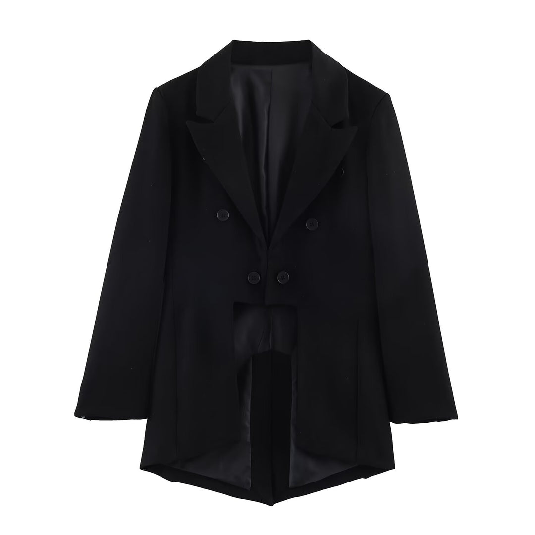 Damen Zweireihiger Blazer mit Schwalbenschwanz‑Saum und Cut‑Out‑Detail Echo Archiv