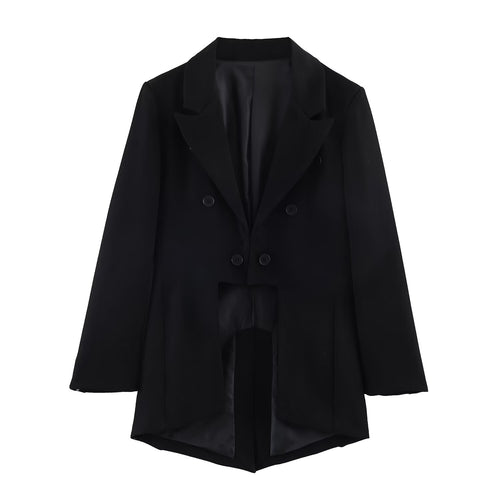 Damen Zweireihiger Blazer mit Schwalbenschwanz‑Saum und Cut‑Out‑Detail Echo Archiv