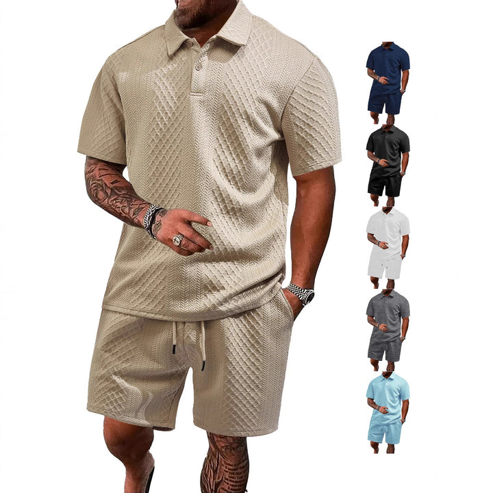 Herren Polo- und Shorts-Set mit strukturiertem Design Echoarchiv