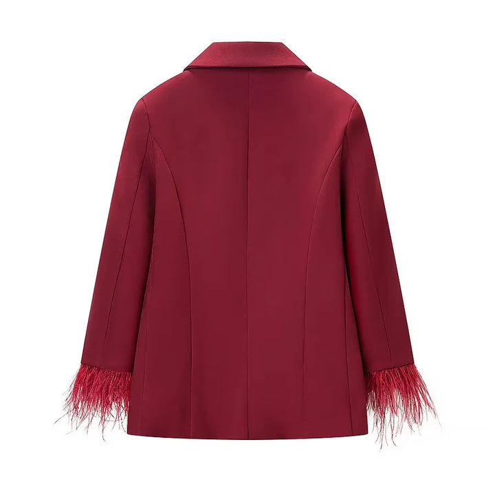 Damen nan taillierter Blazer mit Federrand an den Ärmeln und Pattentaschen Echo Archiv