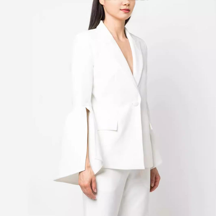 Damen Zweiteiliger Tailoring-Anzug mit tailliertem Einreiher und ausgestellten Ärmelabschlüssen Echoarchiv