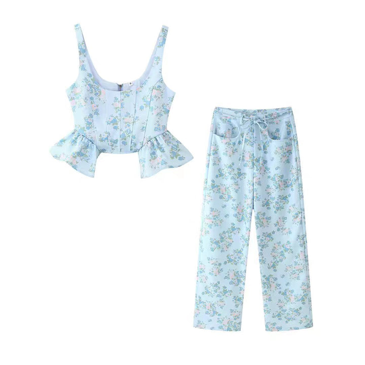 Damen Oberteil und Hose Set mit floralem Design und voluminösem Schnitt Echo Archiv