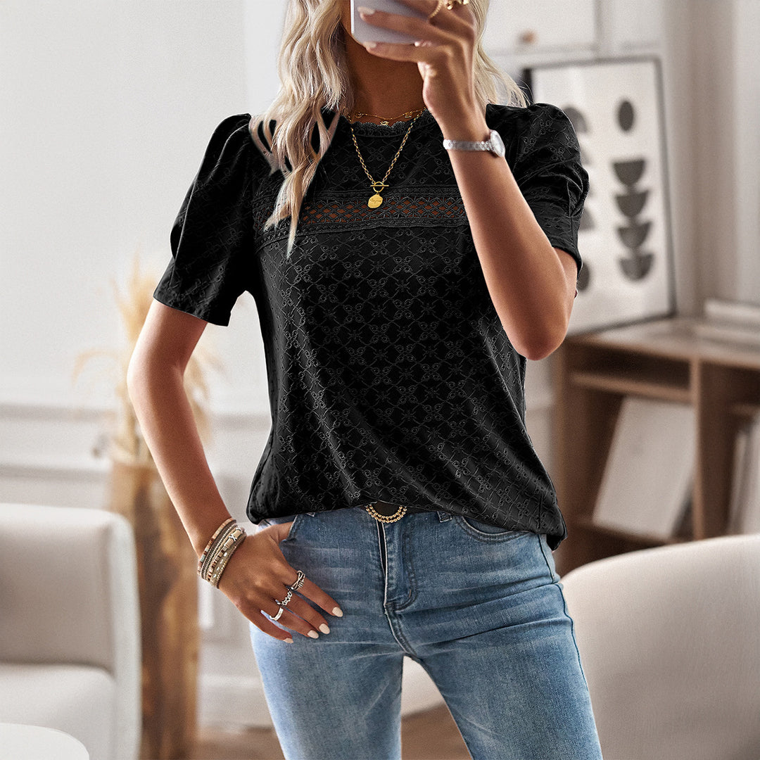 Damen Elegantes Blusenshirt mit Puffärmeln und feinem Muster Echo Archiv
