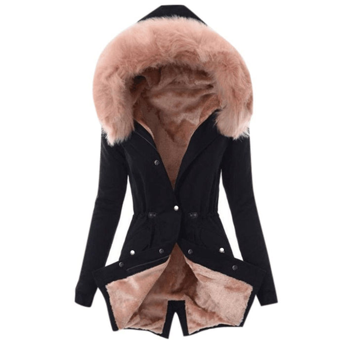 Damen Taillierter Winterparka mit kuscheligem Teddyfutter und großer Kapuze Echo Archiv