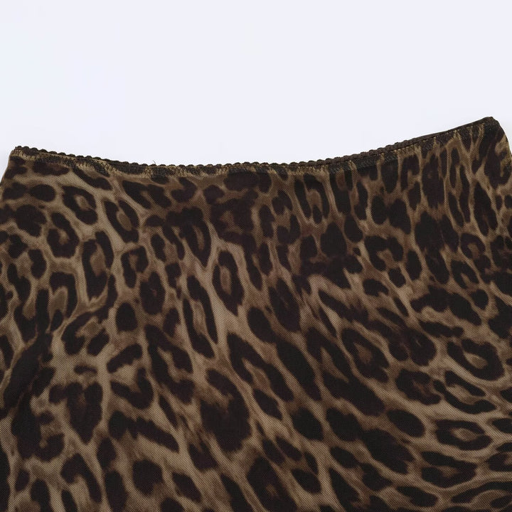Damen Midirock mit Leopardenprint und ausgestellter Chiffonlage Echoarchiv
