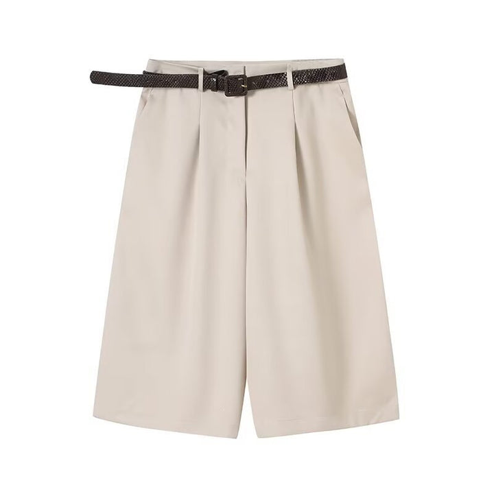 Damen elegante Hochwasser-Shorts mit geflochtenem Gürtel Echo Archiv