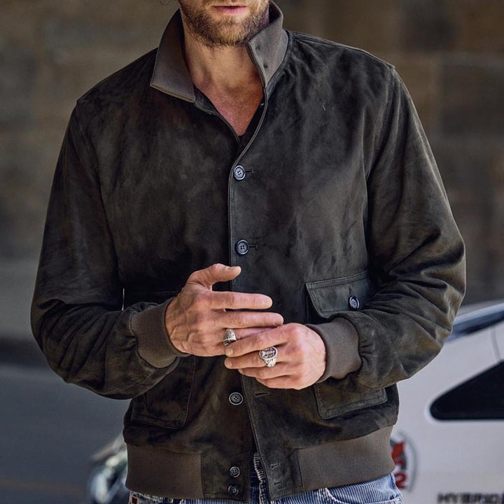 Herren elegante Wildlederjacke mit modernen Details Echoarchiv