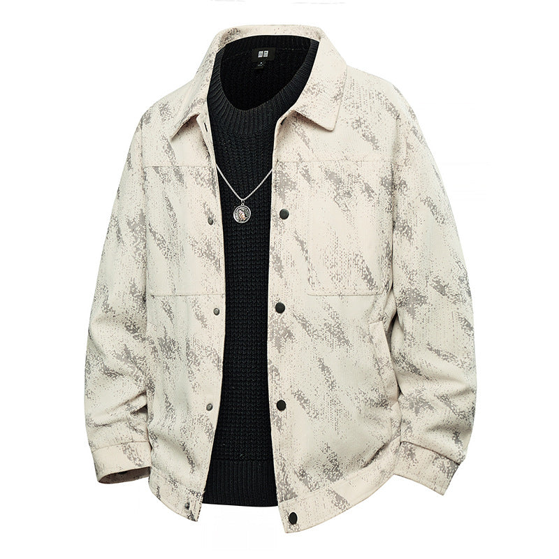 Herren Leichte Overshirt-Jacke mit dezenter Reptilprägung und Druckknopfverschluss Echo Archiv