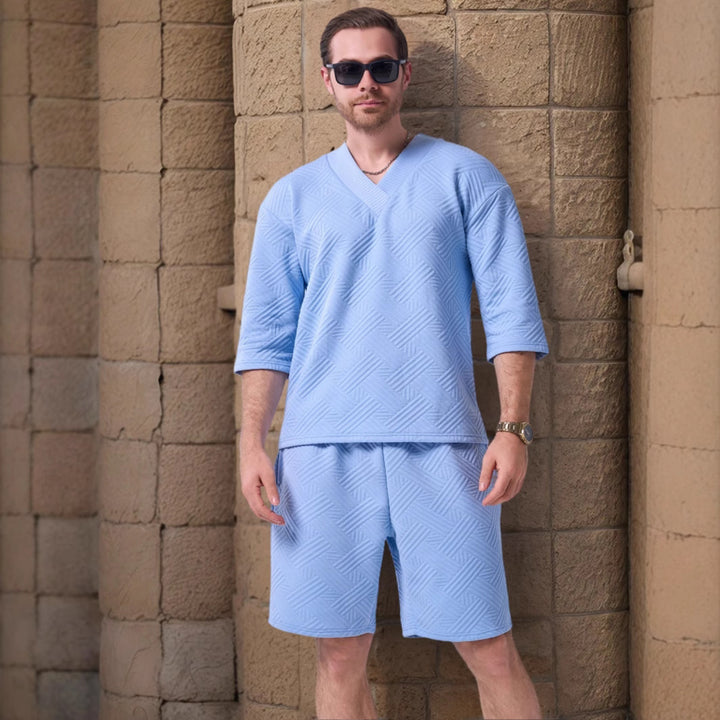 Herren lässiges V-Ausschnitt Oberteil mit Shorts Echoarchiv