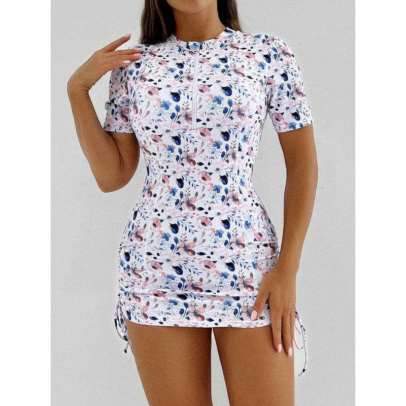 Damen Surfanzug mit stylischem Blumenmuster und kurzem Arm Echo Archiv